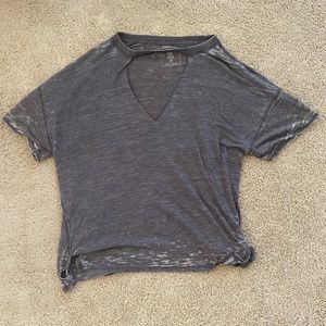 Trendy cut out design grey womens top from Nordstrom. Worn only once